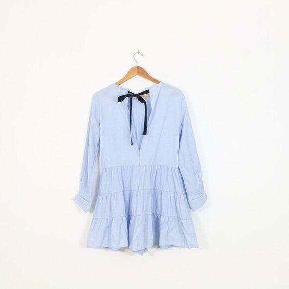 *Zara Baby Blue Ruffled Hem Romper Dress - Picture 5 of 10